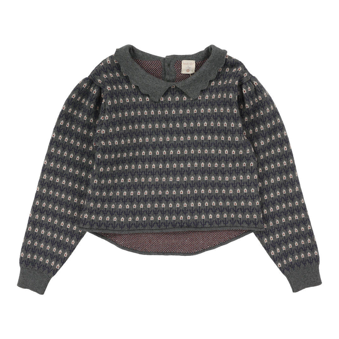 Mid Grey Floral Knit Sweater