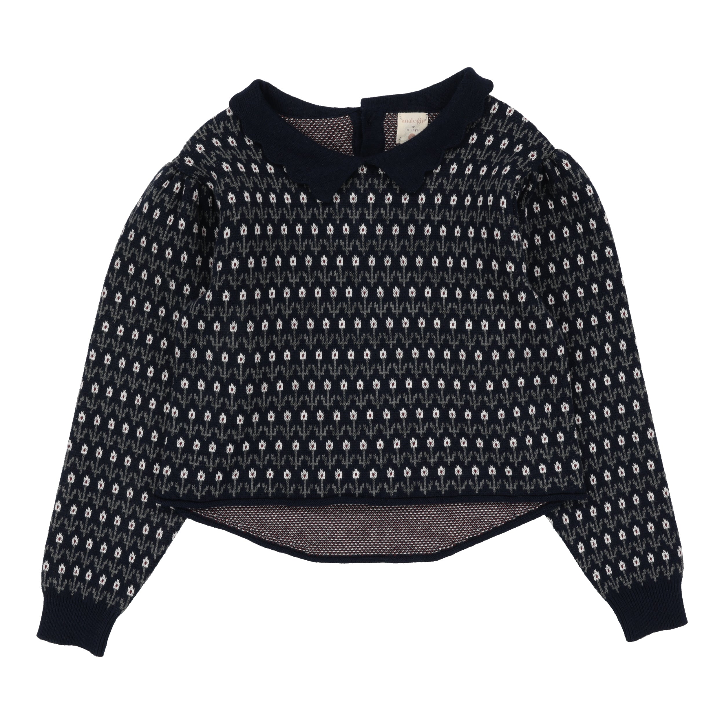 Navy Floral Knit Sweater