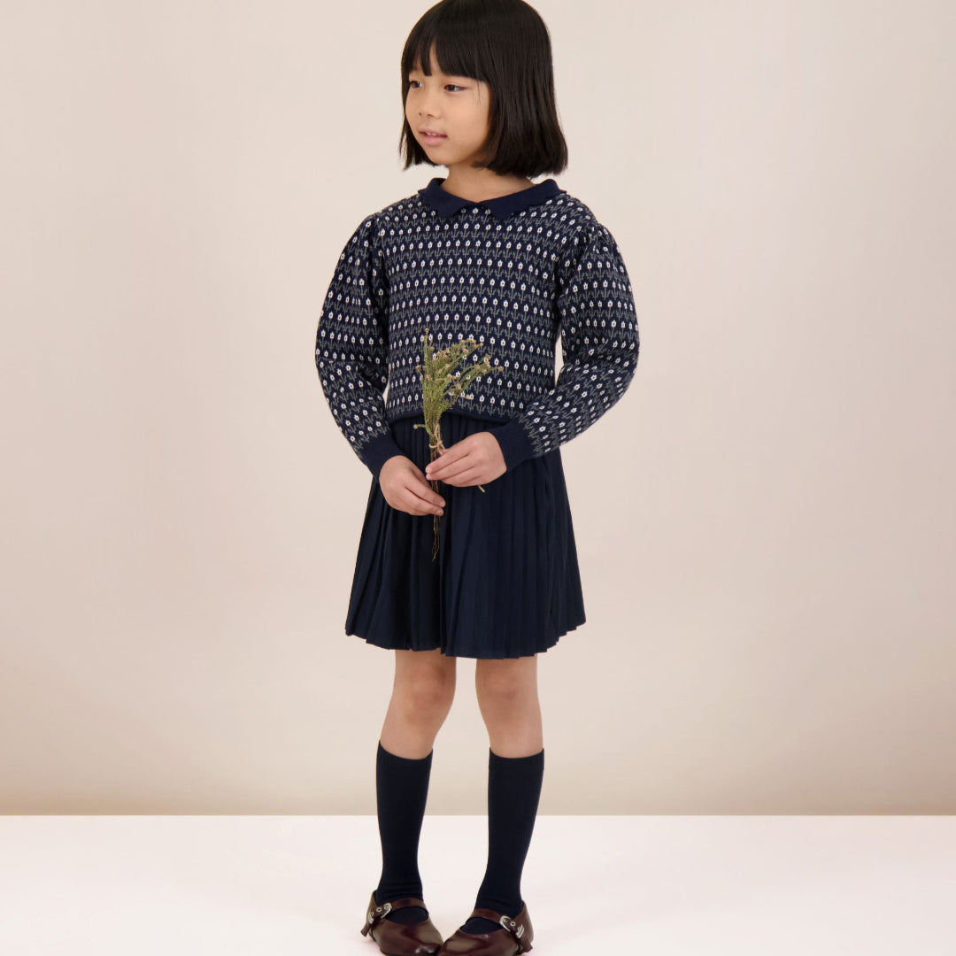 Navy Floral Knit Sweater