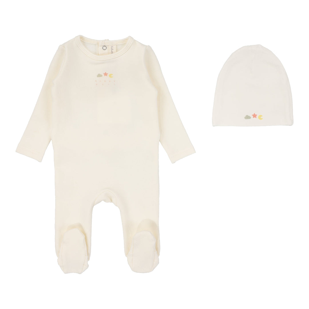 Winter White/Apricot Dreamy Graphic Footie Set