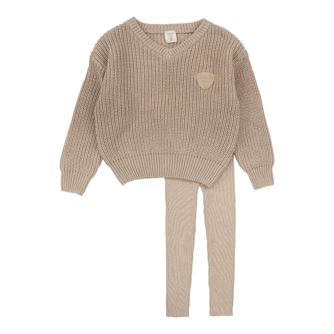 Oat Knit V-Neck Toddler Set