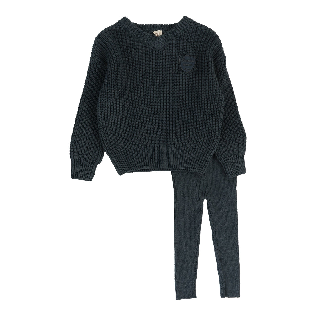 Slate Knit V-Neck Toddler Set