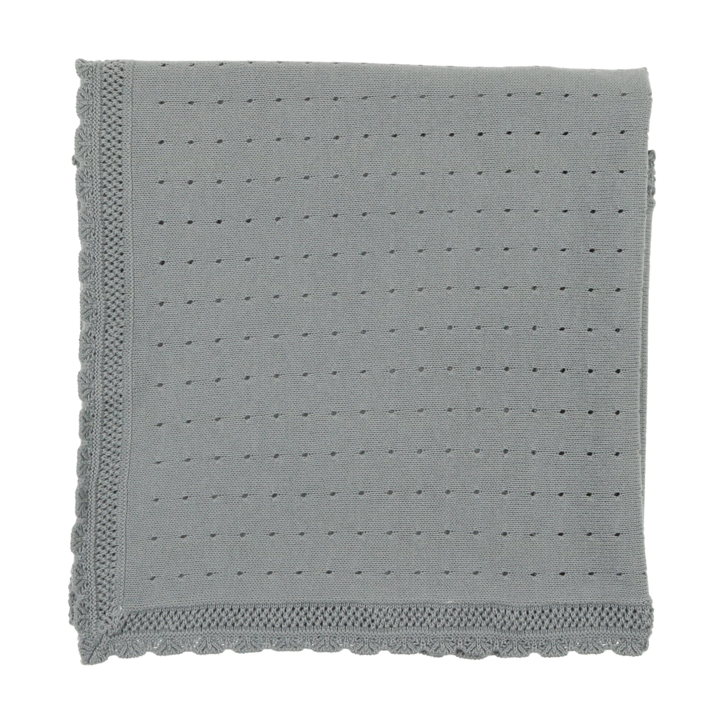 Blue Dotted Knit Layette Set