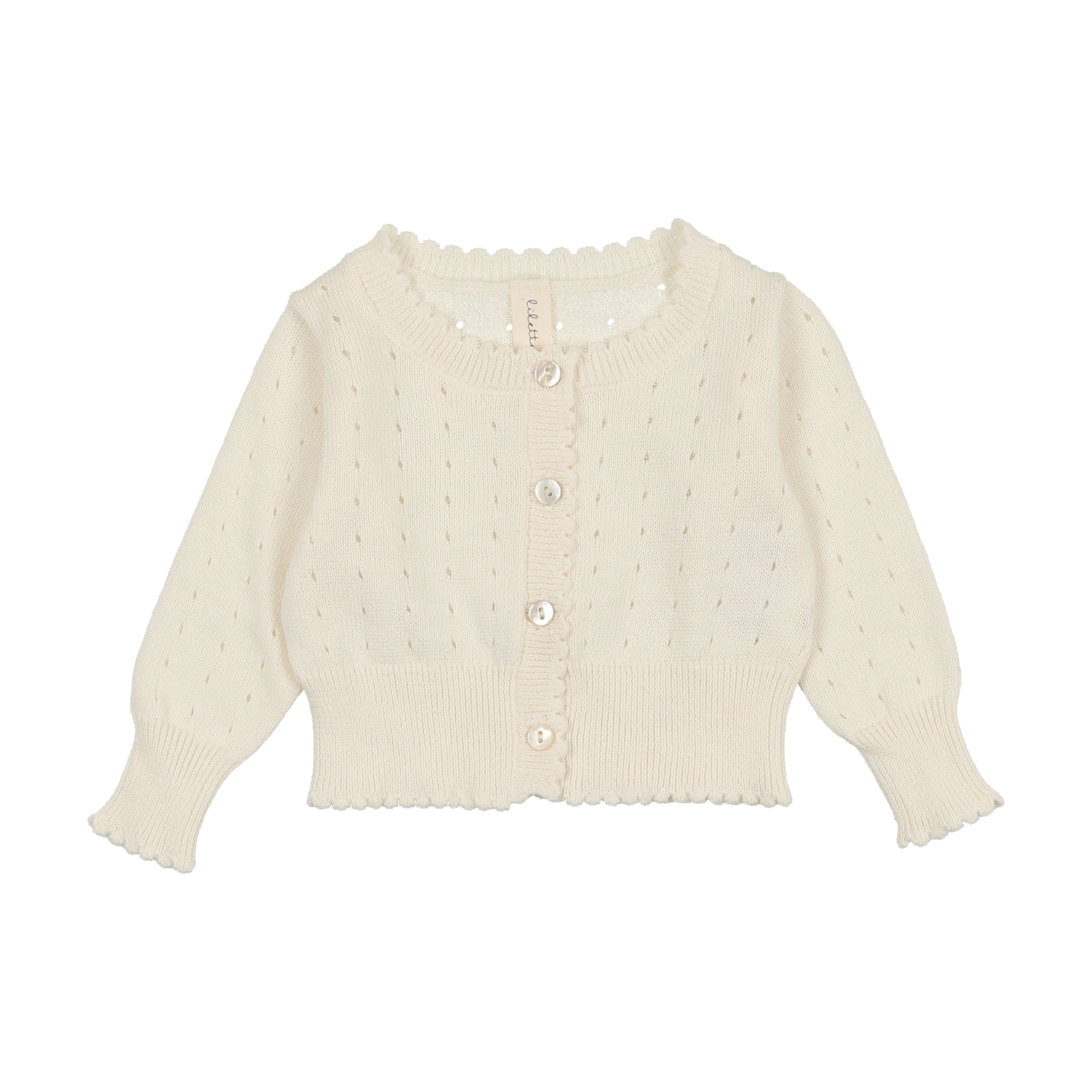 Cream Dotted Open Knit Cardigan