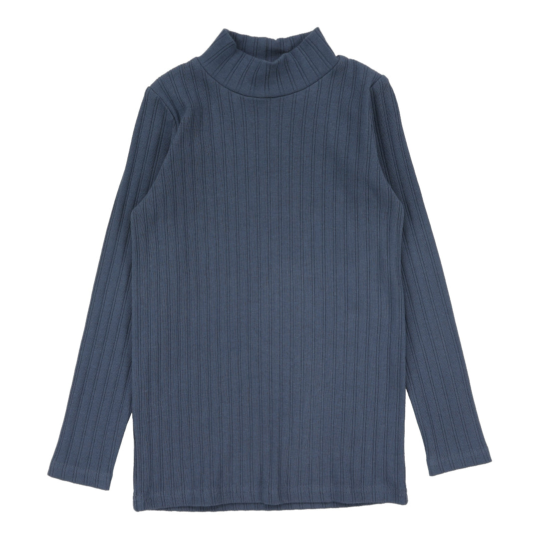 Off Blue Double Rib Mockneck