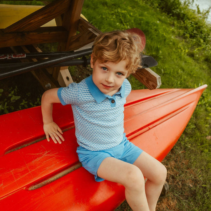 Fresh Blue Multi Knit Polo