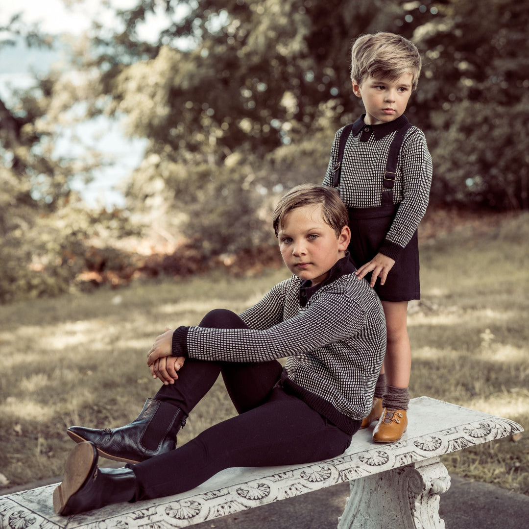 Black/White Boys Collared Sweater