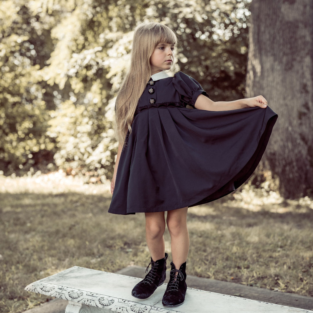 Black Taffeta Dress Short Sleeve