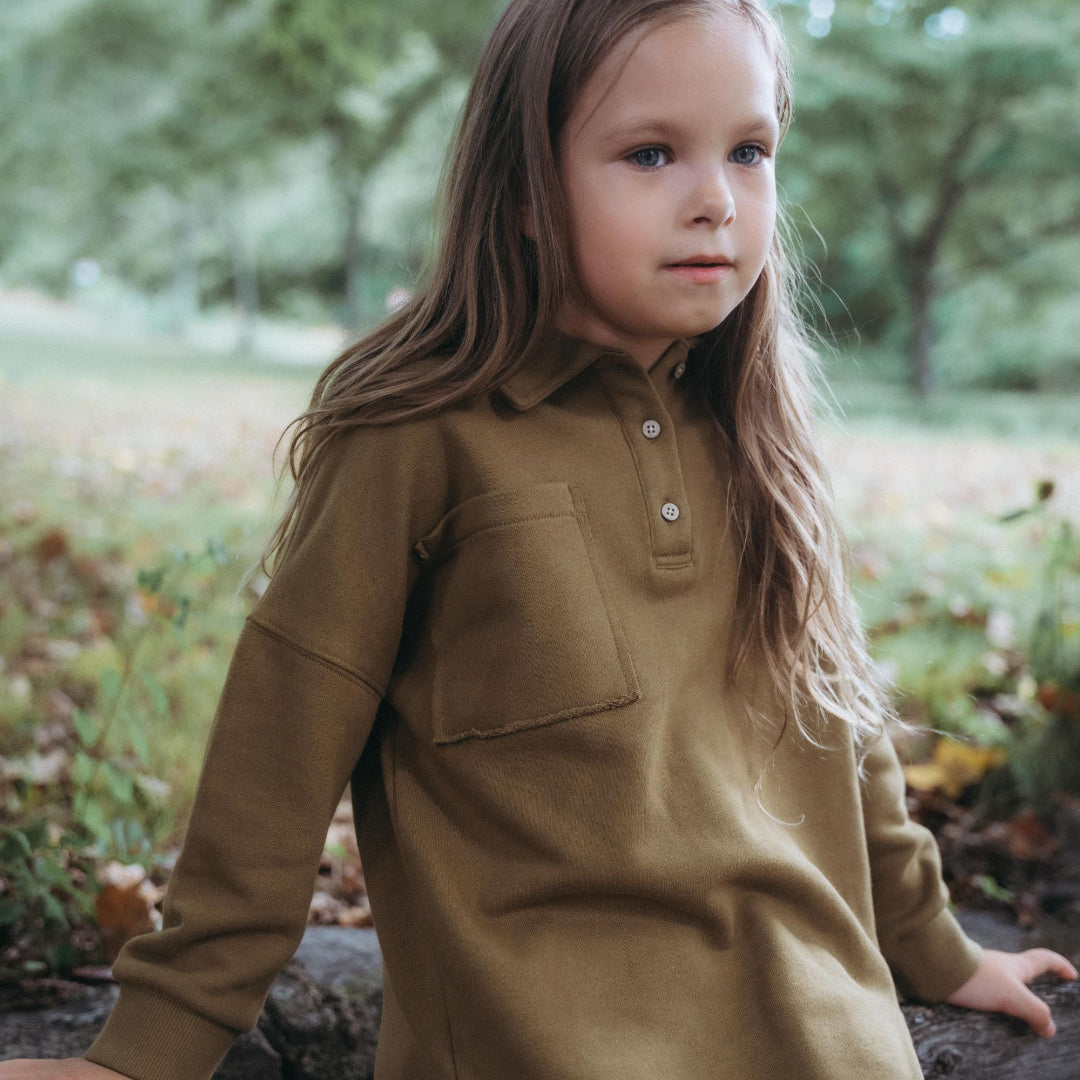Green Bronze Girls Oversized Sweatshirt Dress