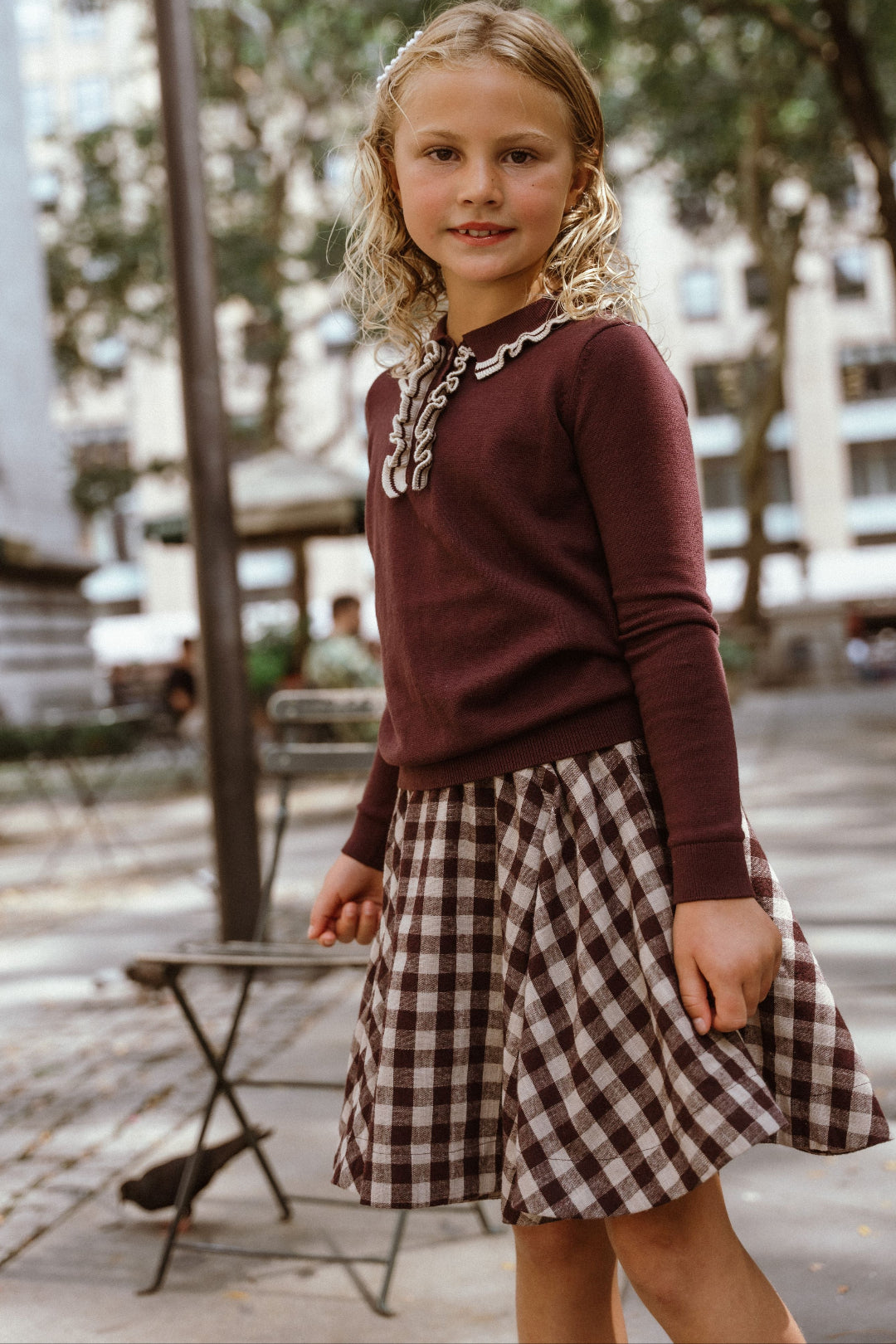 Burgundy Ruffle Collar Sweater