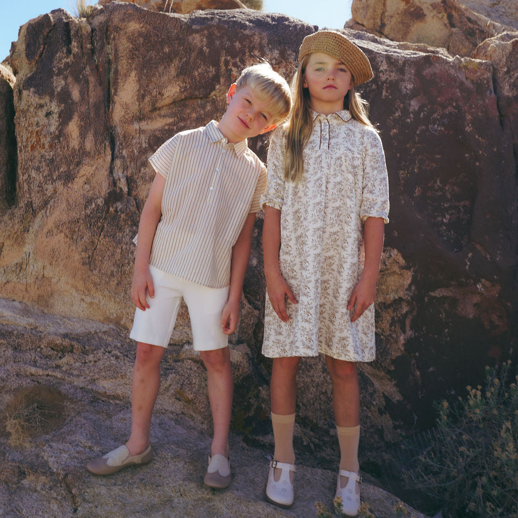 Cream Striped Oversized Shirt