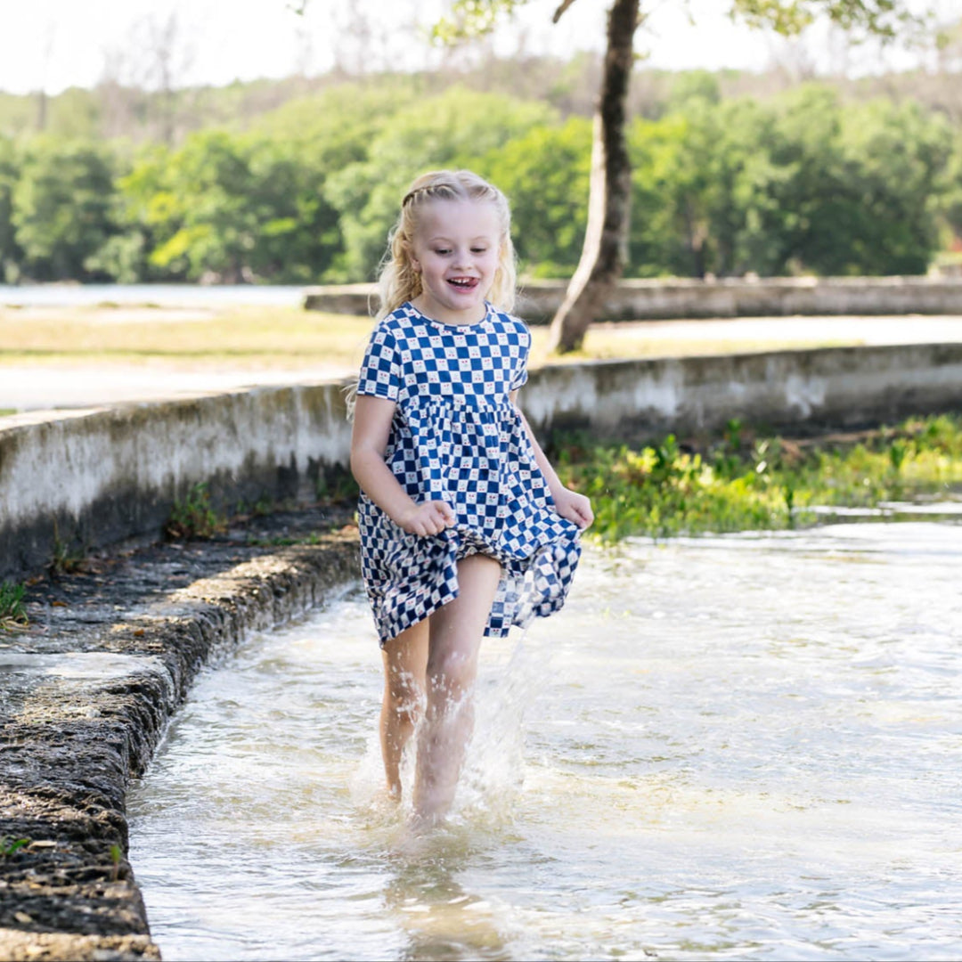 Checked Tulip Dress Short Sleeve