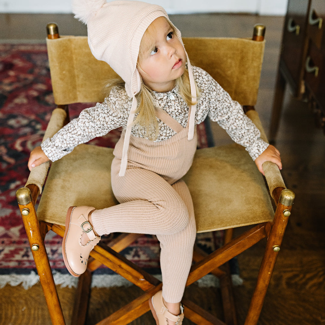 Dusty Pink Knit Suspender Leggings
