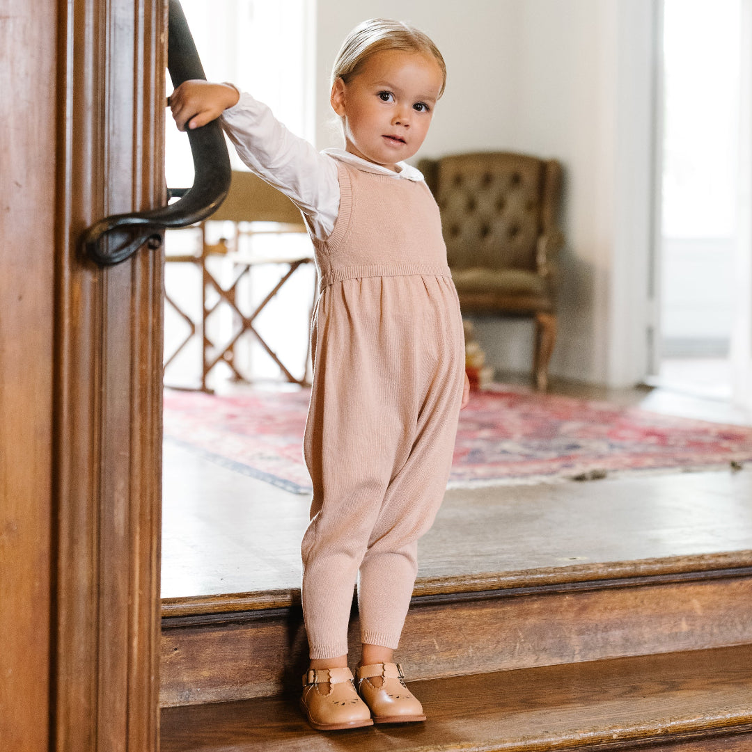 Dusty Pink Knit Overalls