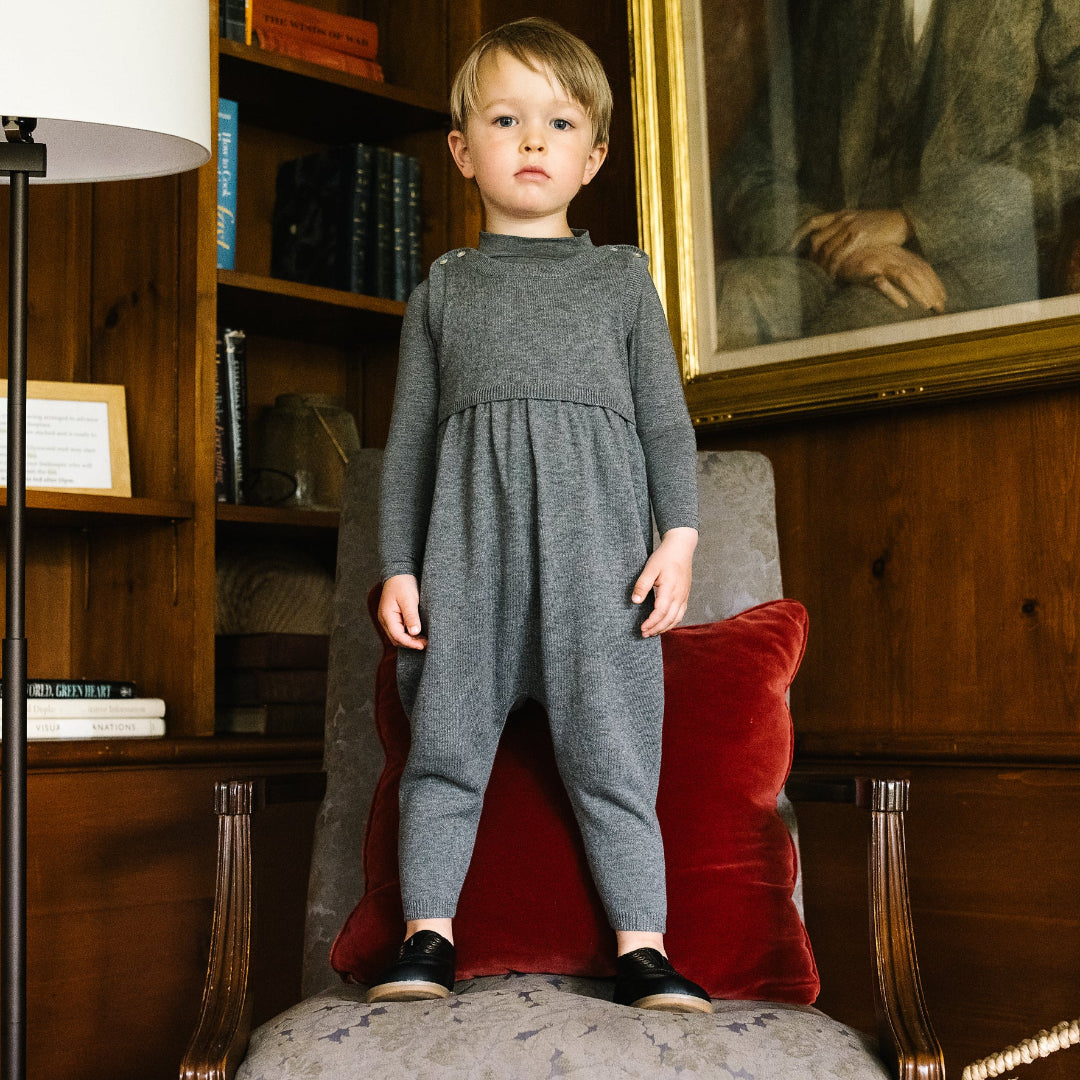 Mid Gray Knit Overalls