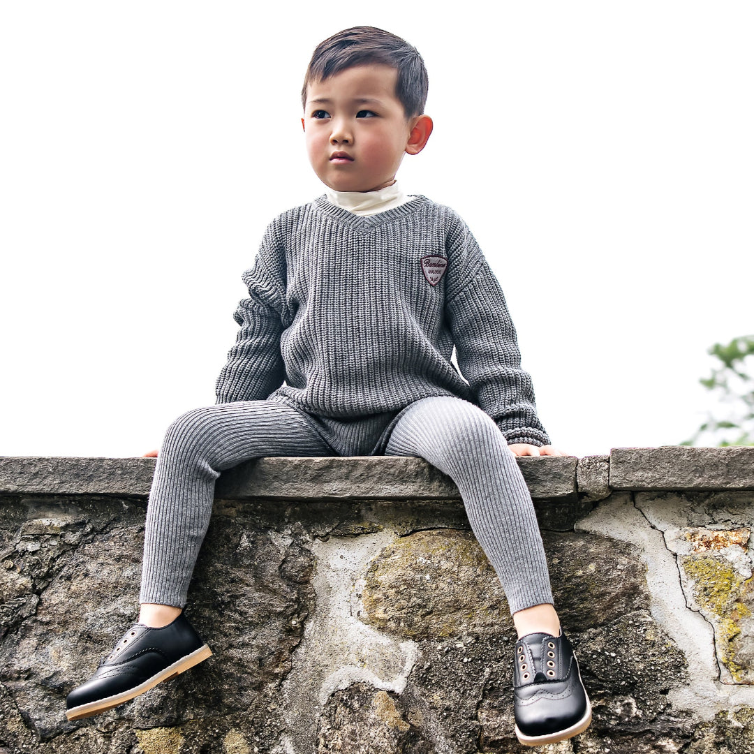Mid Grey Knit V-Neck Toddler Set