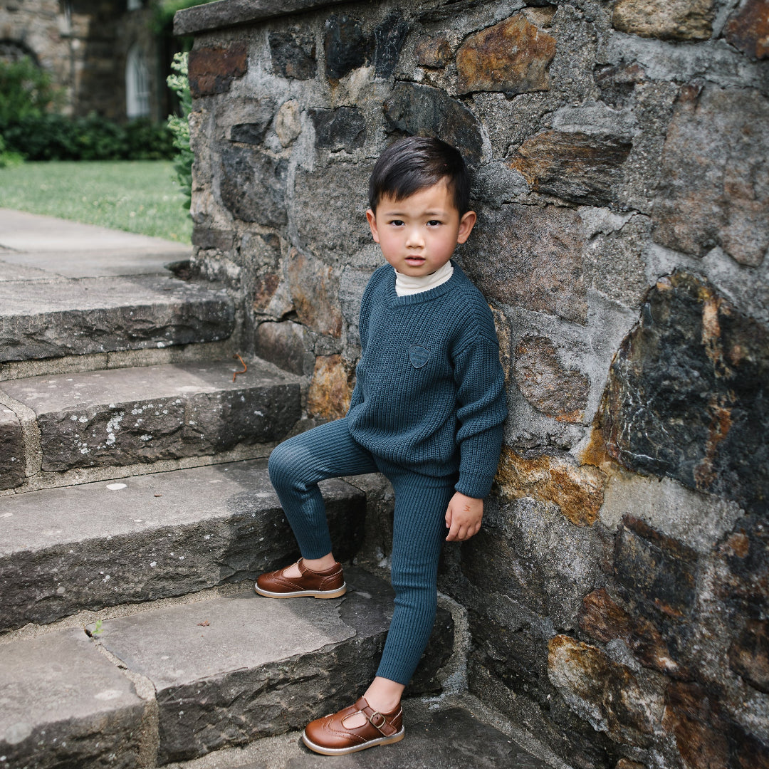 Slate Knit V-Neck Toddler Set