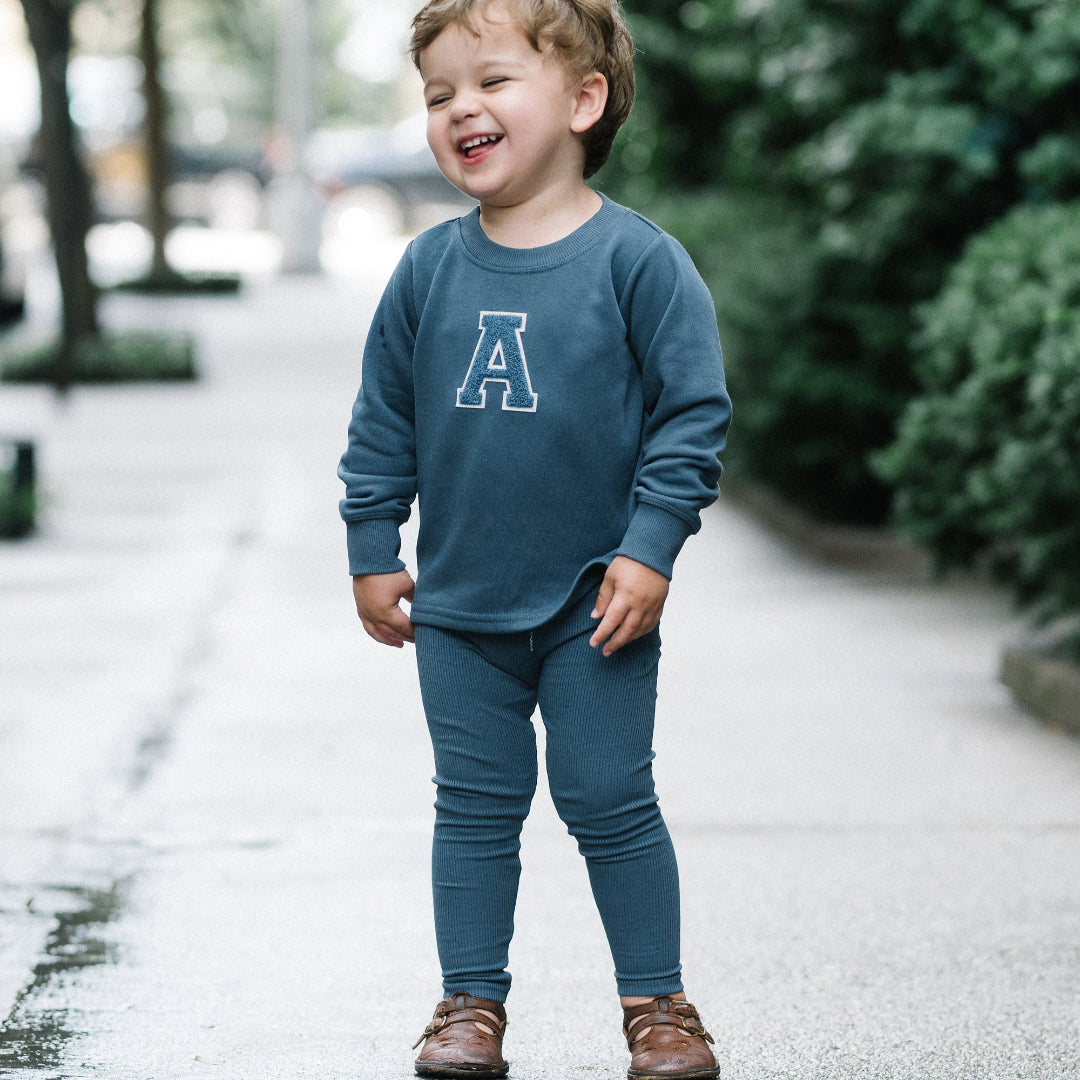 Off Blue Sherpa Varsity Set