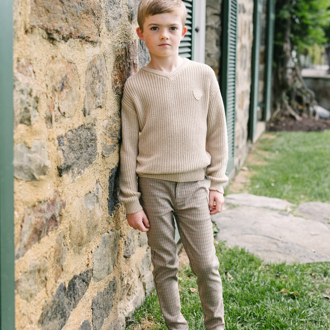 Oat Knit V-Neck Toddler Set