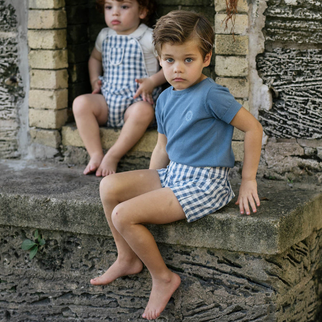 Bright Blue Boys Short Sleeve Crewneck Sweater