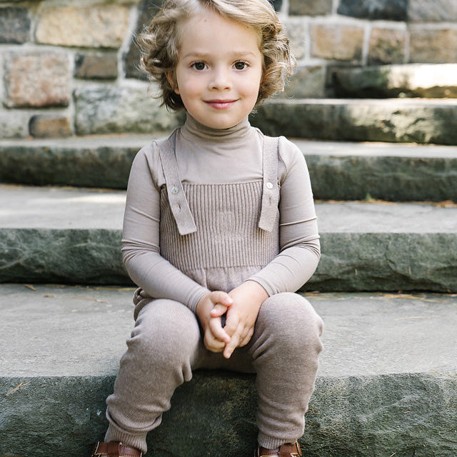 Misty Oat Heather Knit Overalls