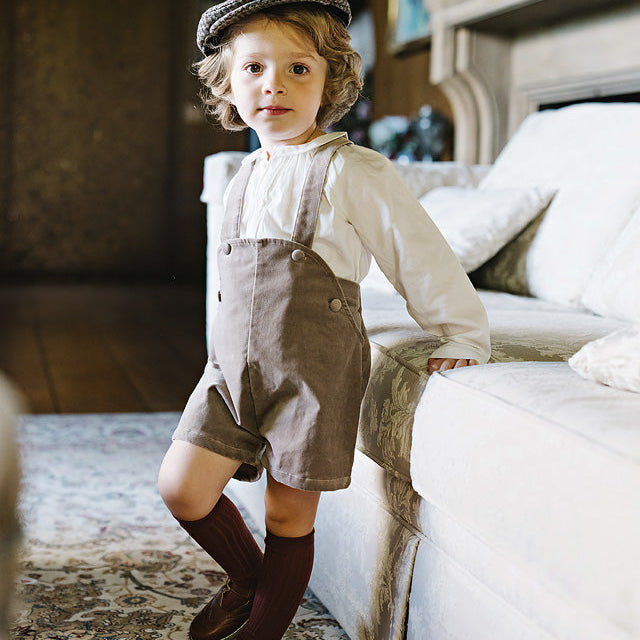 Misty Oat Velvet Overalls
