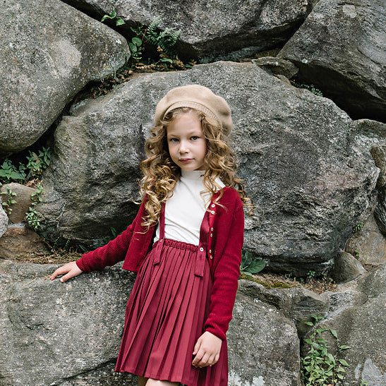 Deep Red Fine Knit Cardigan