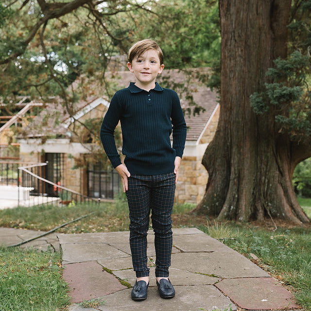 Deep Teal Boys Knit Polo