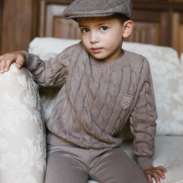 Misty Oat Heather Chunky V Neck Sweater