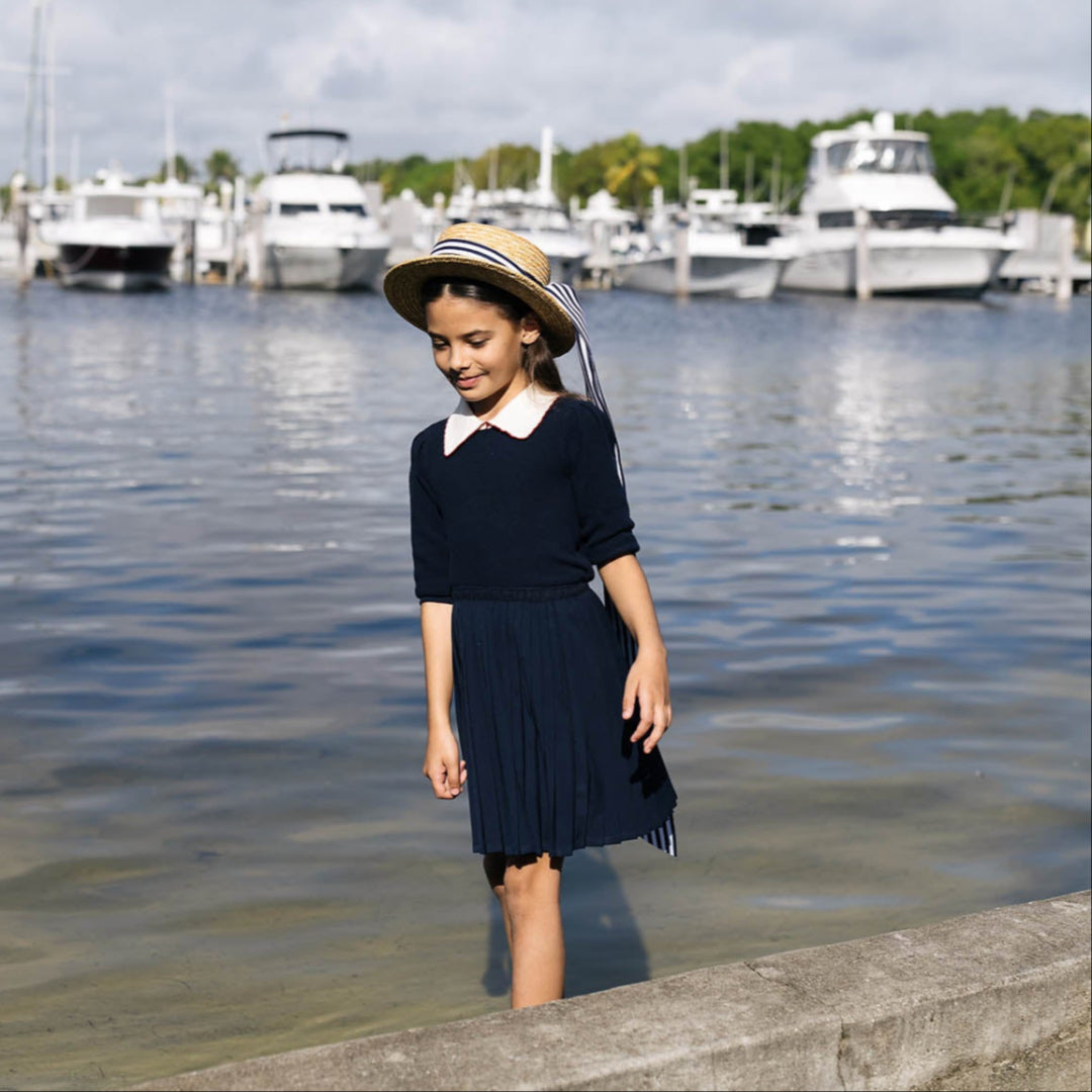 Navy Girls Knit Top