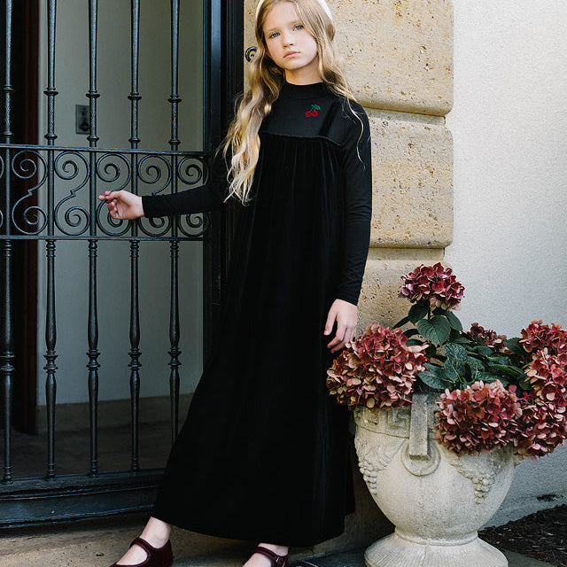 Black Mock Neck Cherry Maxi