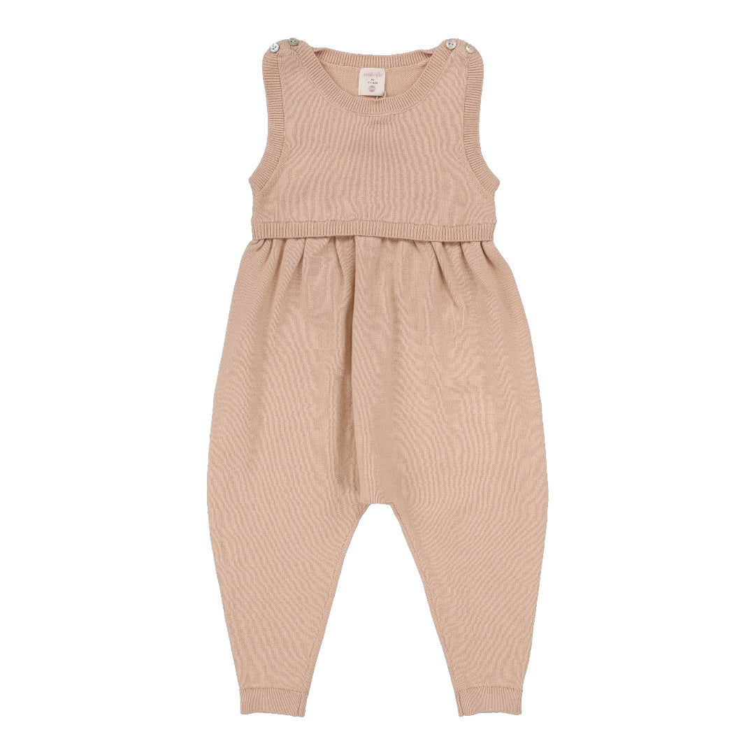 Dusty Pink Knit Overalls