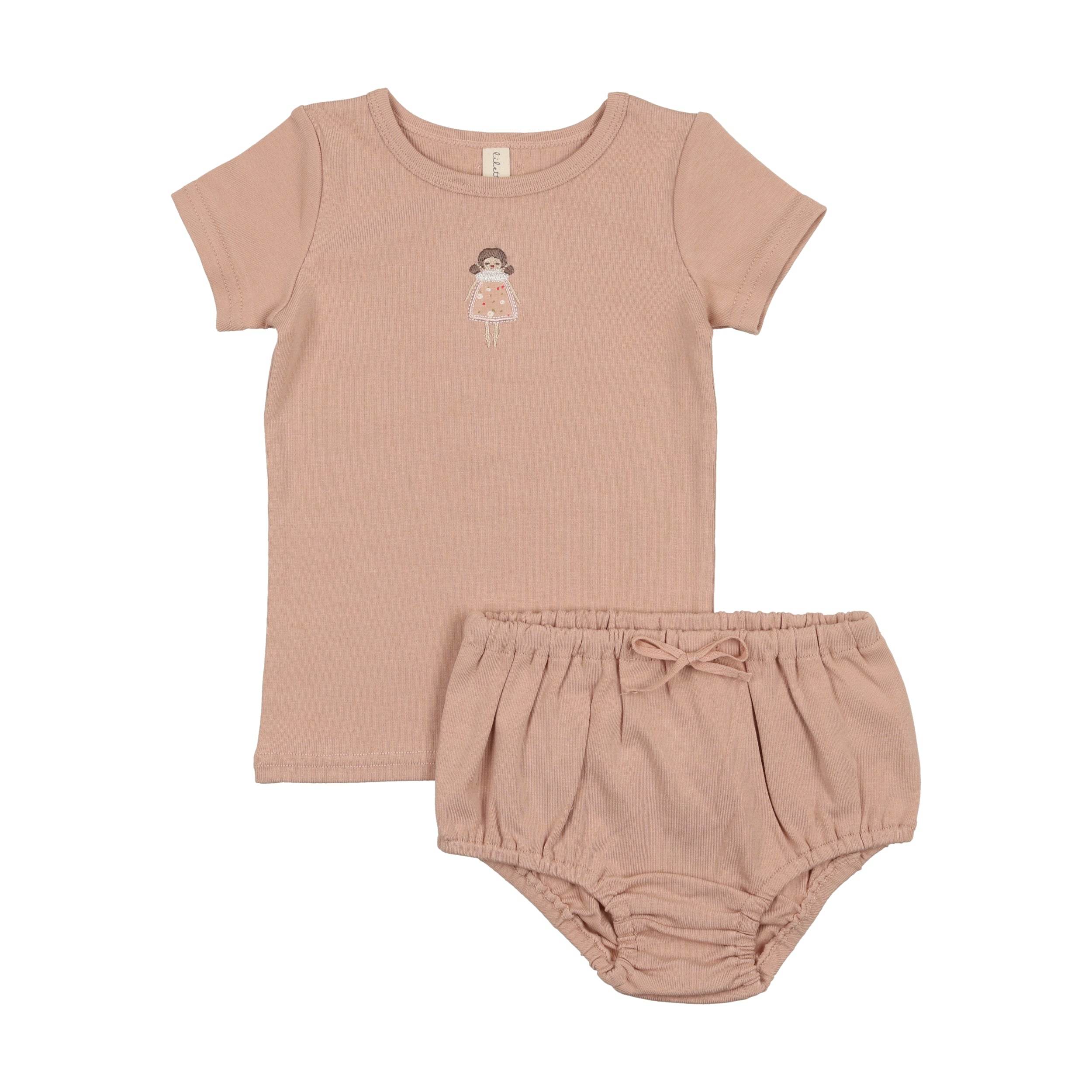 Pink Doll Embroidered Bloomer Set