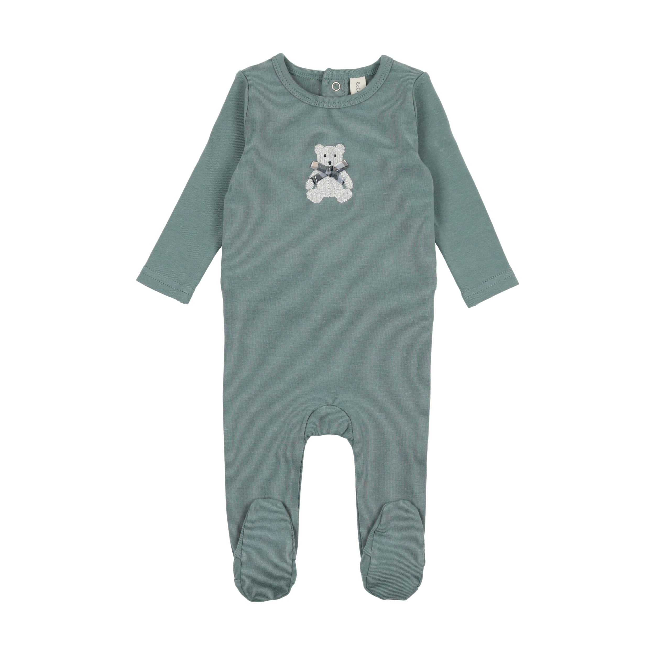 Blue Bear Embroidered Footie