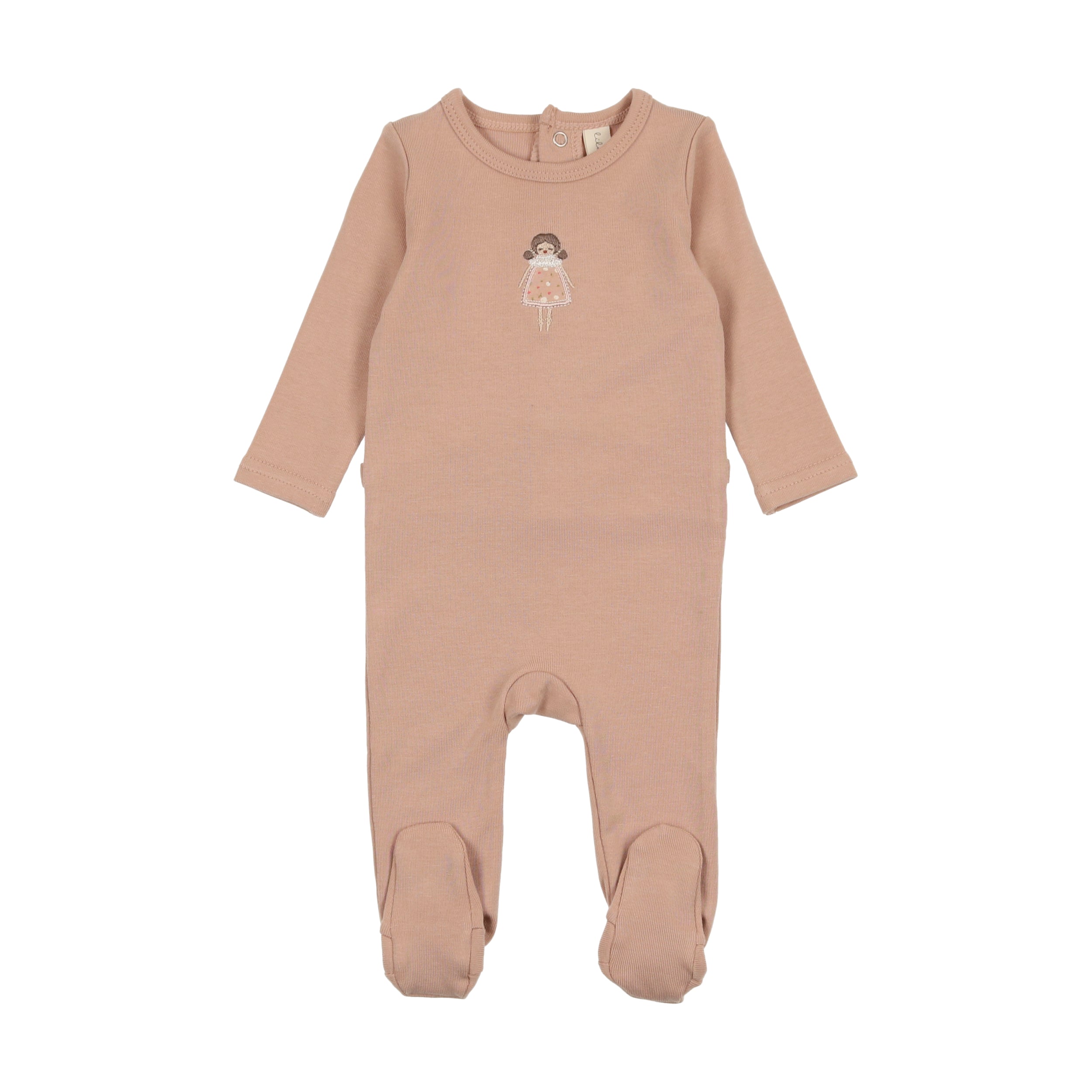 Pink Doll Embroidered Footie