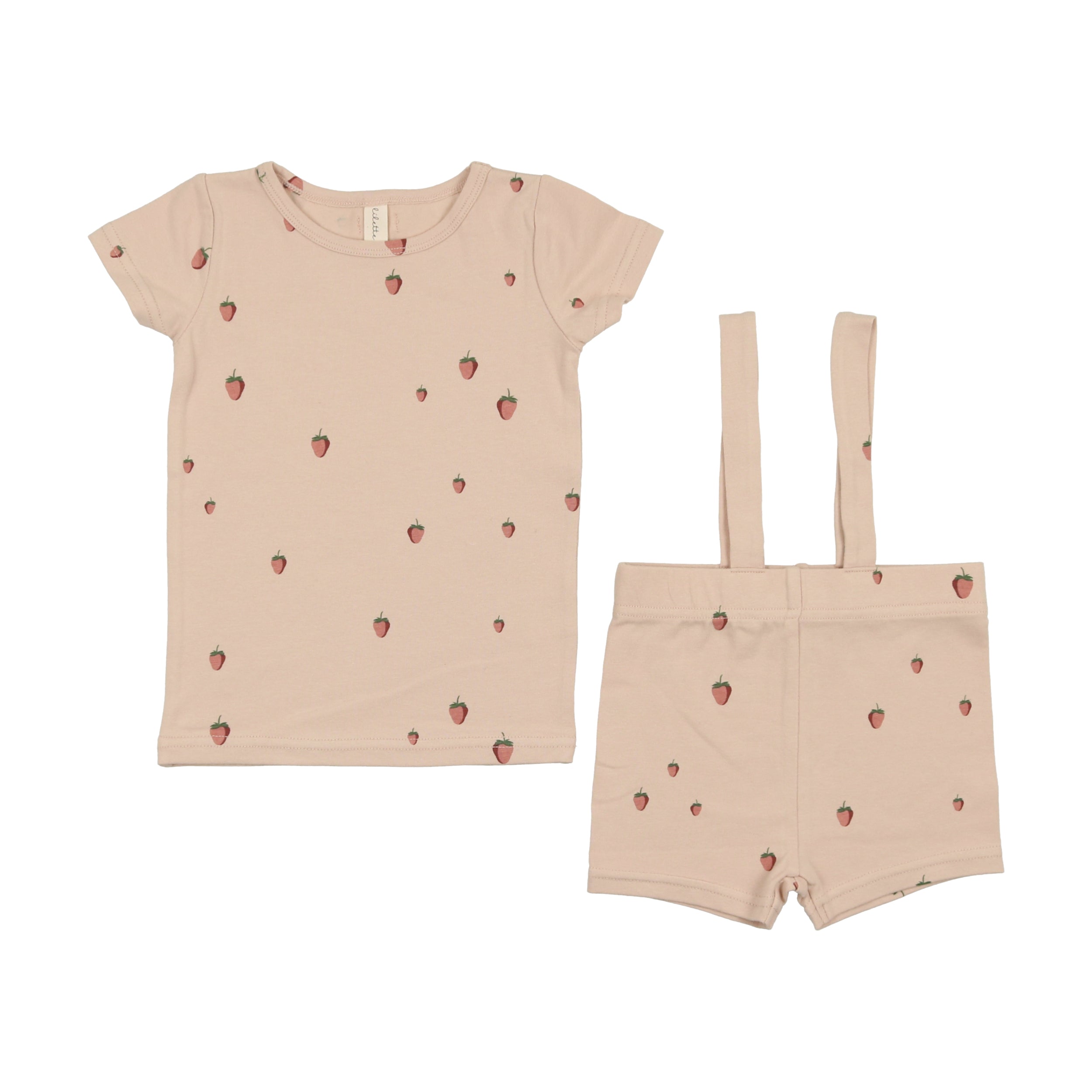 Peach/Strawberry Embroidered Fruit Short Set