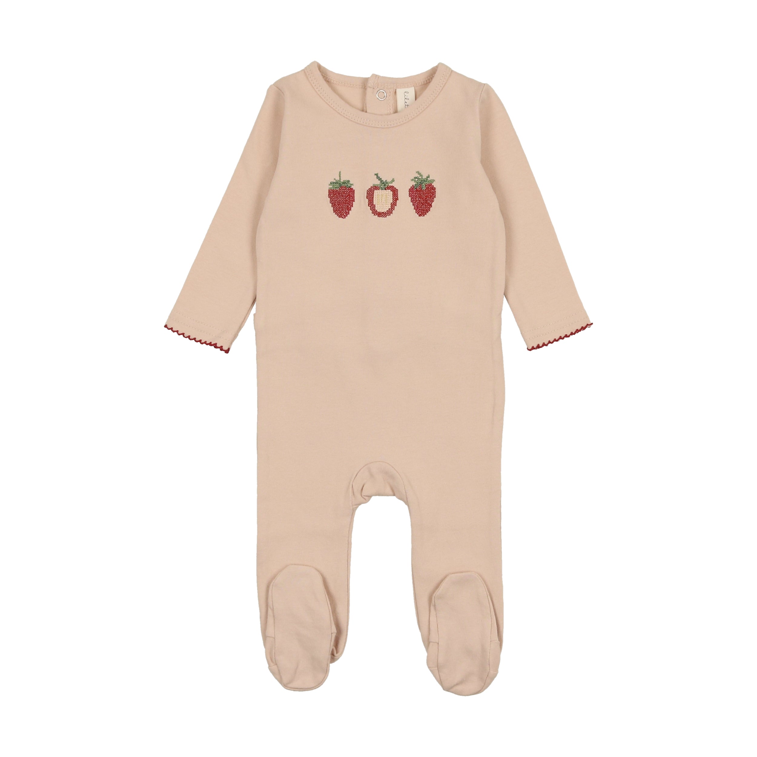 Peach/Strawberry Embroidered Fruit Footie