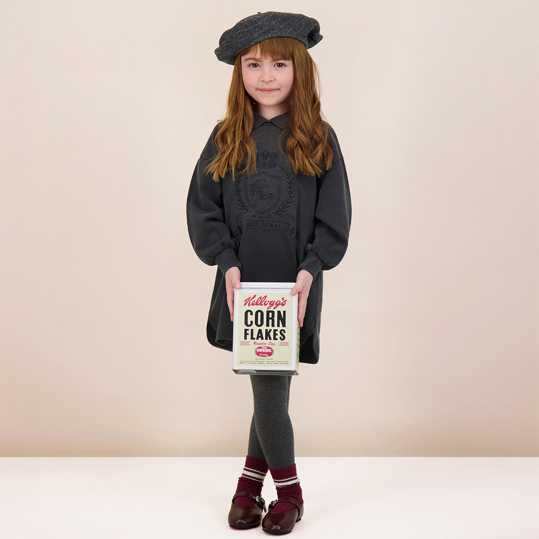 Black Wash Emblem Sweatshirt Dress