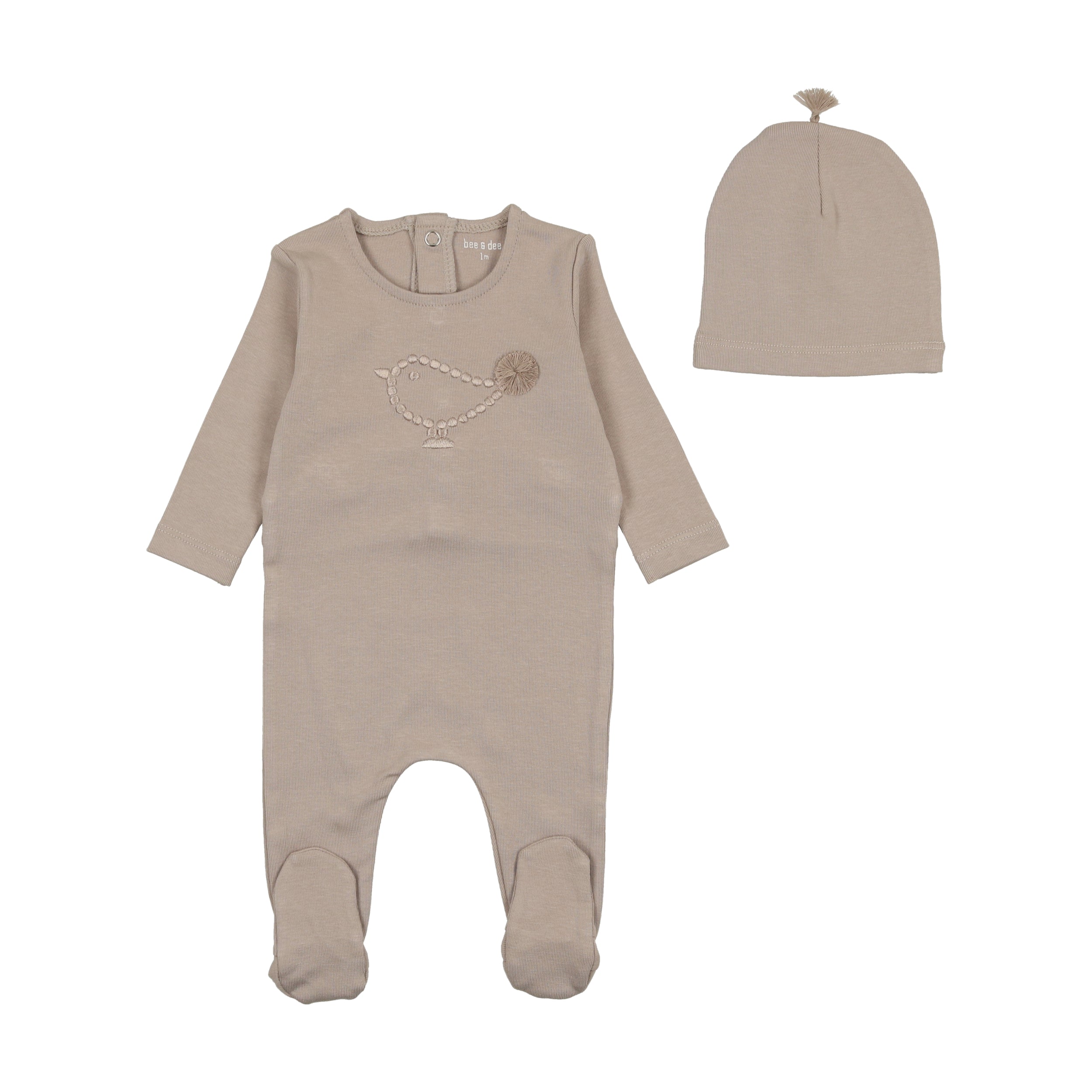Oat Embroidered Bird Layette Set