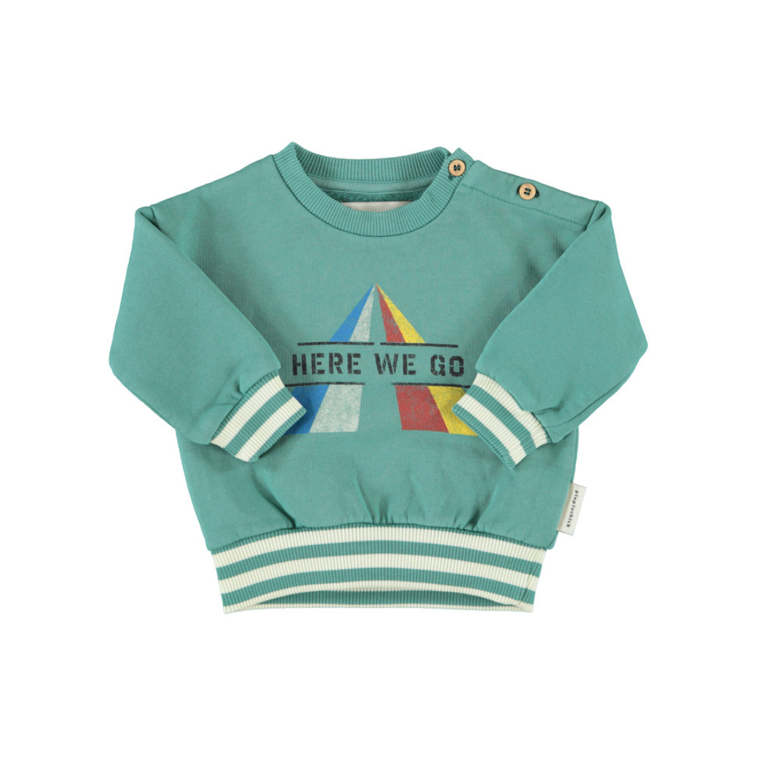 Green w/ "here we go" Print Sweatshirt