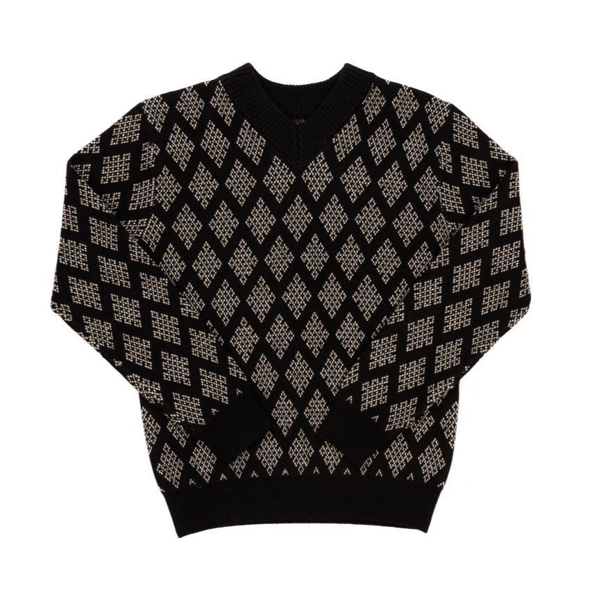 Charcoal Pattern V-Neck Sweater