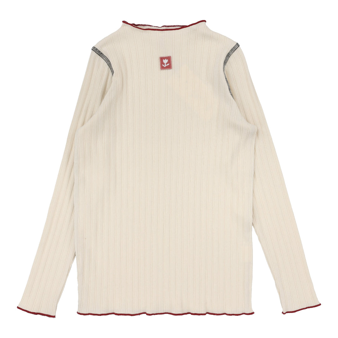 Ecru Contrast Funnel Neck