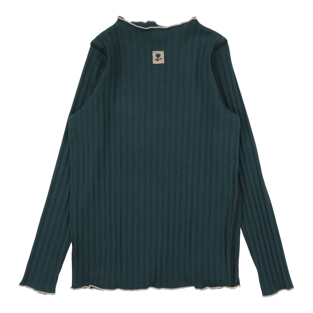 Green Contrast Funnel Neck