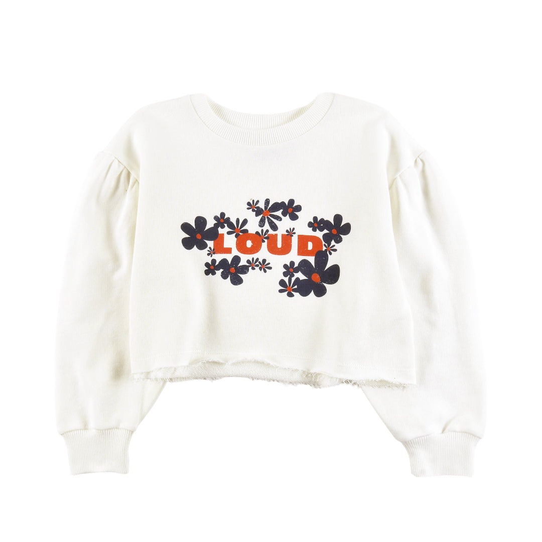 Off White Sweatshirt, Crop, Loose Fit