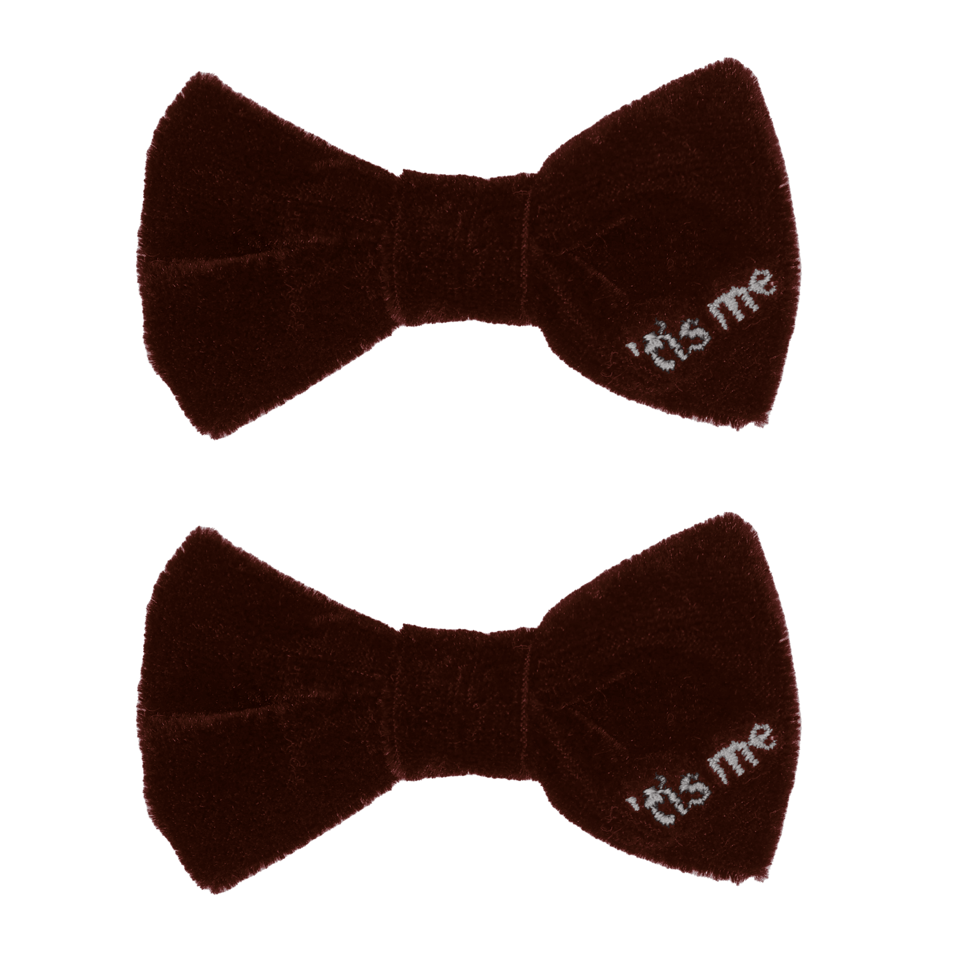 Brown Velvet Bow Clip Set