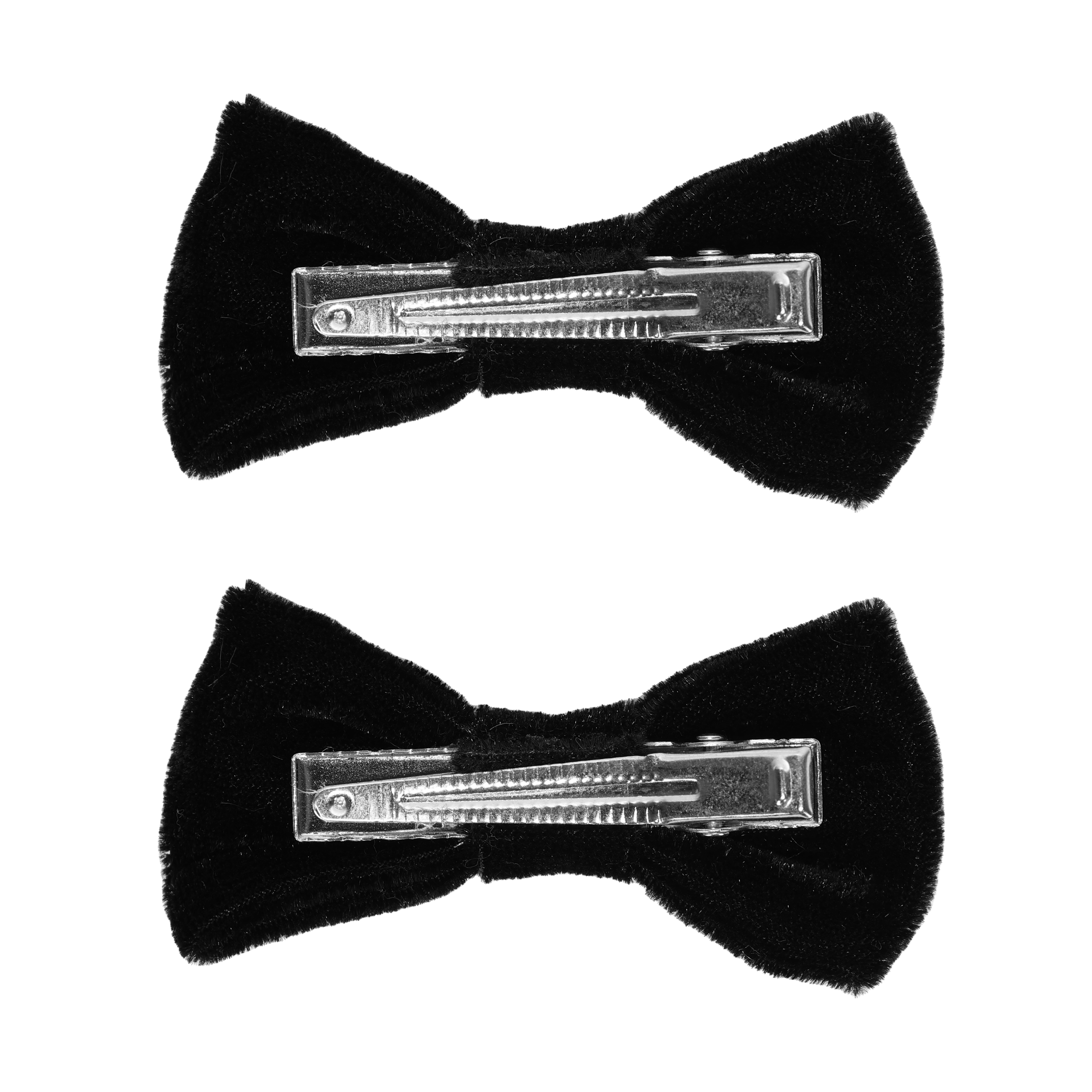 Black Suede Bow Clip Set
