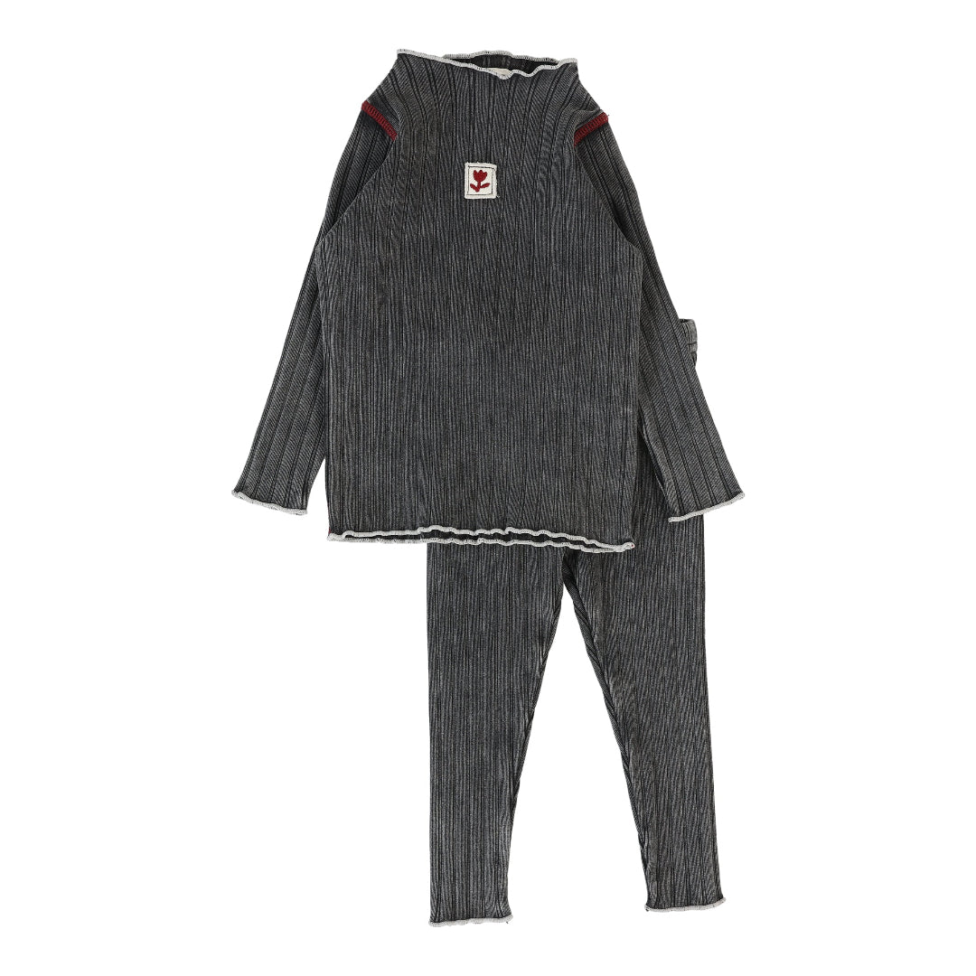 Black Wash Girls Funnel Neck Set