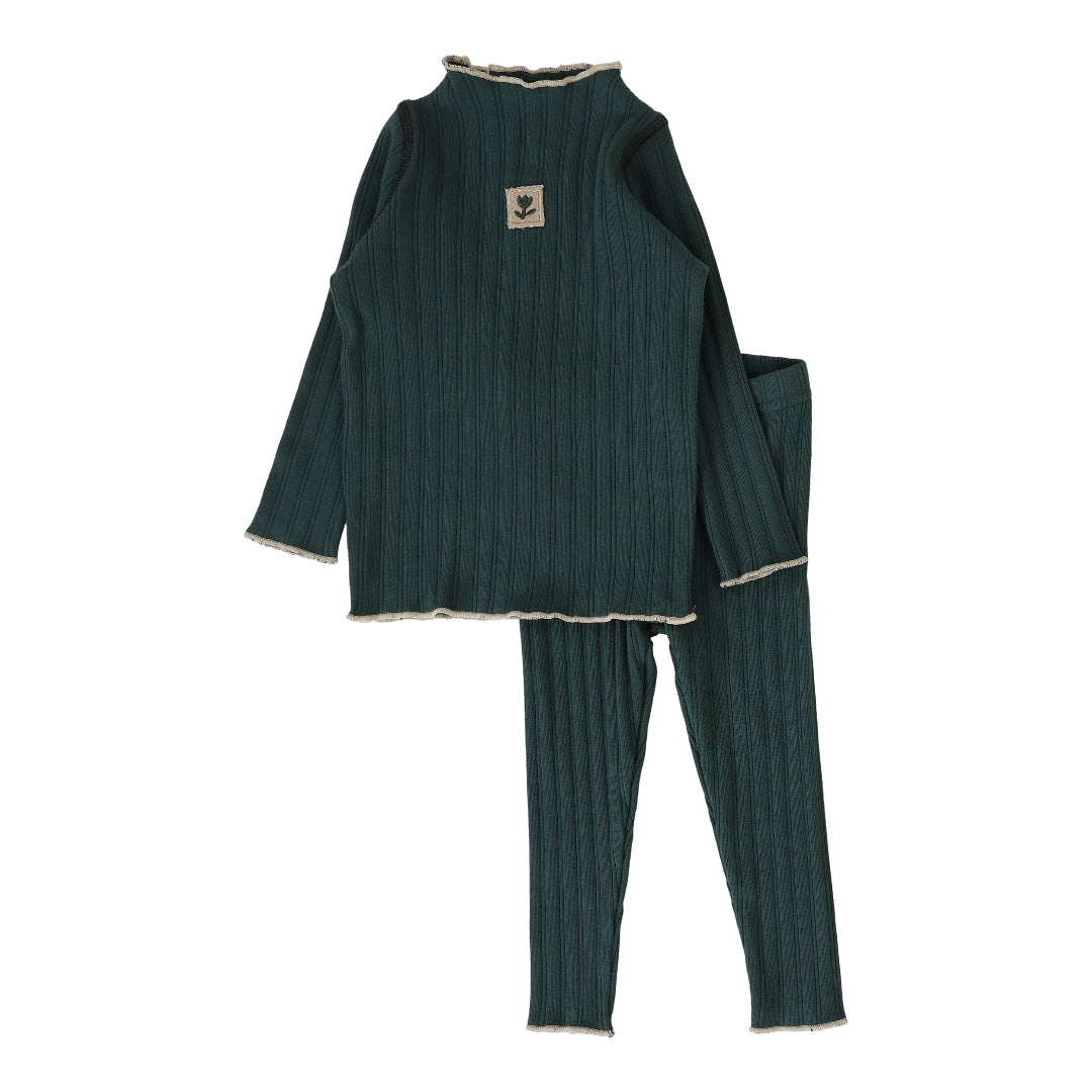 Green Girls Funnel Neck Set