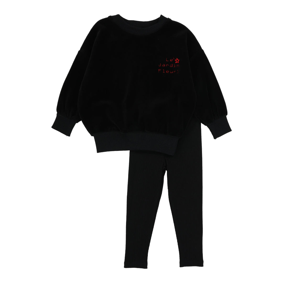 Black Girls Velour Sweatshirt Set