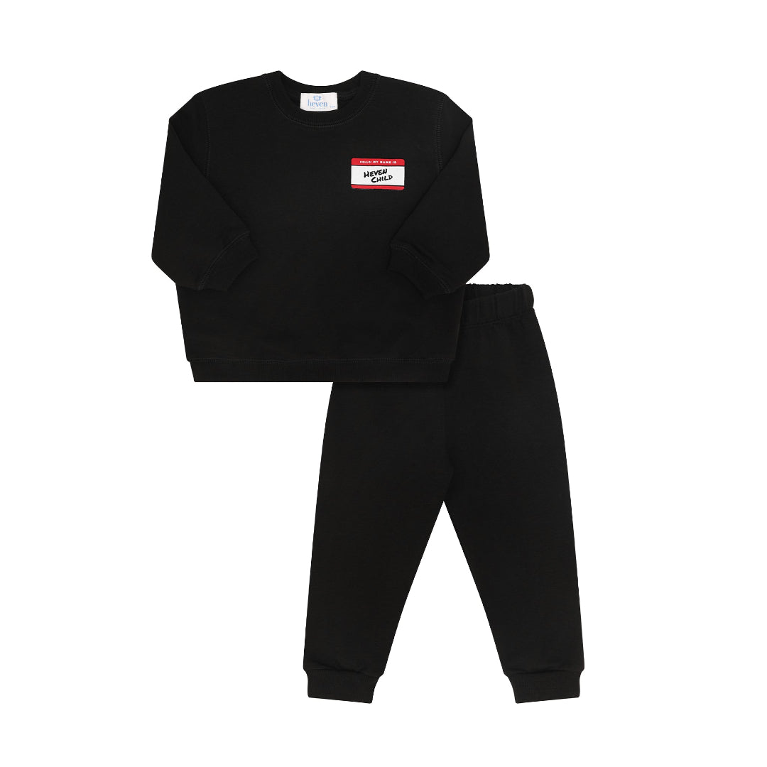 Black Toddler Hello Sweatshirt Set